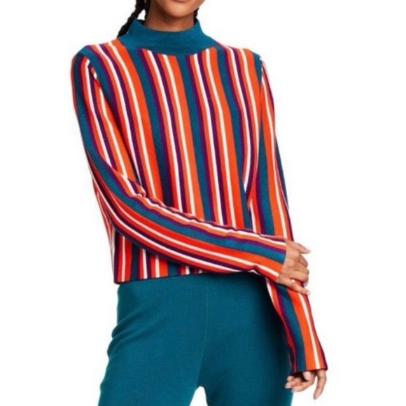 Victor Glemaud Cropped Long Sleeve Strip Sweater Sz XS - Picture 15 of 16